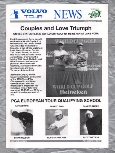 Volvo Tour News - November 17th 1993 - `Couples And Love Triumph` - Published by PGA European Tour