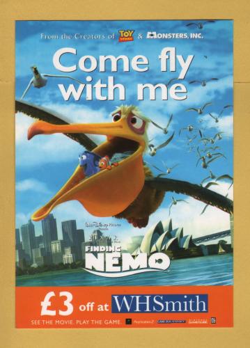 `Finding Nemo - Come Fly With Me - W.H.Smith - 2003` - Postally Unused - Boomerang Media Postcard.