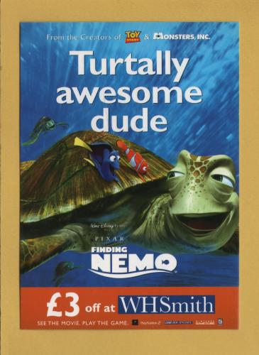 `Finding Nemo - Turtally awesome dude - W.H.Smith - 2003` - Postally Unused - Boomerang Media Postcard.