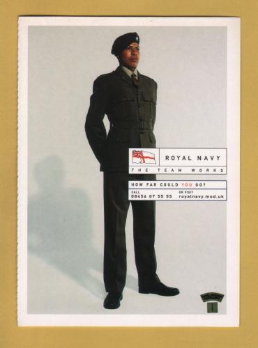 `Royal Navy, The Team Works - Philip Benford - Recruitment` Fold Out Card - Postally Unused - Boomerang Media Postcard.