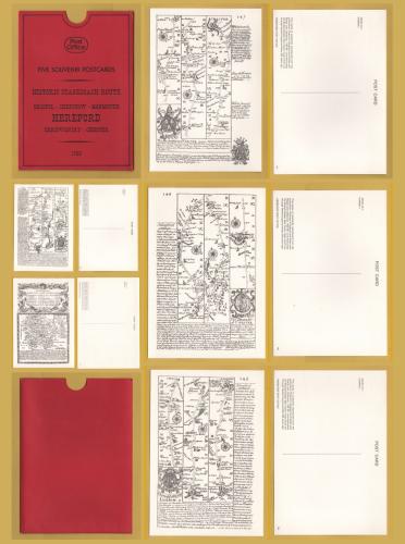 `Historic Stagecoach Route from 1782 - HEREFORD - 5 Postcards` - Postally Unused - Hereford Post Office Postcards.