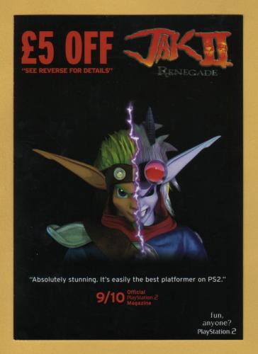`JAK II Renegade - Playstation 2 - 2003` - Postally Unused - Boomerang Media Postcard.