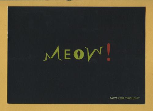 `MEOW!, Paws for Thought - One Eyed Cat - Truro` - Postally Unused - One Eyed Cat Postcard.