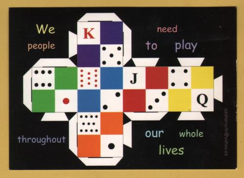 `We Need People To Play Throughout Our Whole Lives by Azahara Velasco` - Postally Unused - Boomerang Media Postcard.