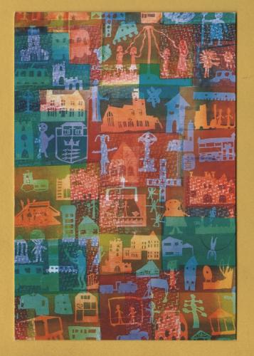 `Millennium Banner - Dr Triplett`s CE Primary School` - Postally Unused (although there is a message to rear) - Cloth of Gold Postcard.