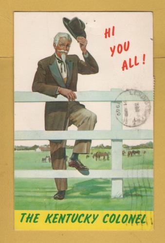 `Hi You All - The Kentucky Colonel` - Postally Used-1969 - Dept. of Public Relations Postcard.