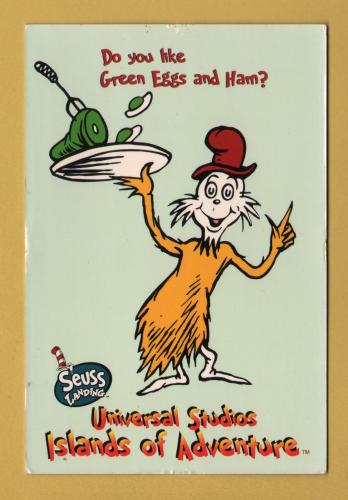 `Universal Studios, Island of Adventure - Seuss Landing - Do You Like Green Eggs and Ham?` - Postally Unused - Dr Seuss Postcard.