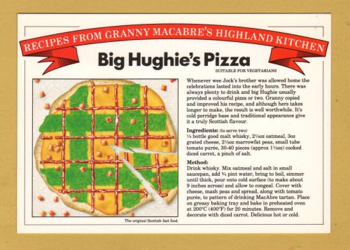 `Recipes From Granny Macabre`s Highland Kitchen - Big Hughie`s Pizza`- Postally Unused - Roger Latham Postcard.