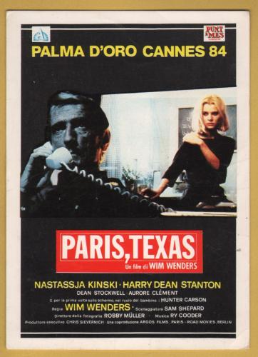 `PARIS, TEXAS - Un film di WIM WENDERS - Palma D`Oro Cannes 84`- Postally Unused - Unknown Producer