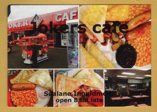 `Jokers Cafe, Sealane, Ingoldmells - Open 8 till Late`- Postally Unused - Cafe Postcard.
