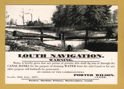 `Louth Navigation Trust - 1994`- Postally Unused - Trust Postcard.
