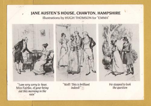 `Jane Austen`s House, Chawton, Hampshire - Illustrations by Hugh Thomson for "EMMA"`- Postally Used-1995 - Jarrold Postcard.