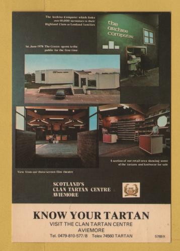 `Know Your Tartan - The Clan Tartan Centre, Aviemore`- Postally Unused - Whiteholme Postcard.
