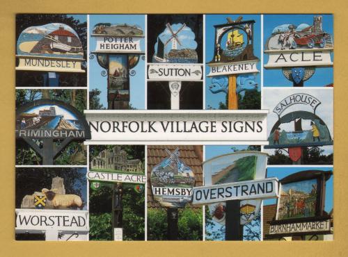 `Norfolk Village Signs`- Postally Unused - J.Salmon Postcard.