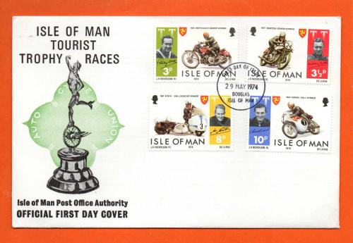 Isle Of Man - FDC - 1974 - `Isle Of Man Tourist Trophy Races` Post Office Issue - Official First Day Cover