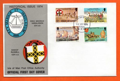 Isle Of Man - FDC - 1974 - `Historical` Post Office Issue - Official First Day Cover