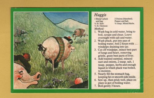 `HAGGIS - Recipe`- Postally Unused - Text View Postcard.