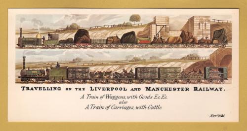 `Travelling on the Liverpool and Manchester Railway - NWPB Mail Transport 2 (1st Print)` - Postally Unused - Post Office Postcard.