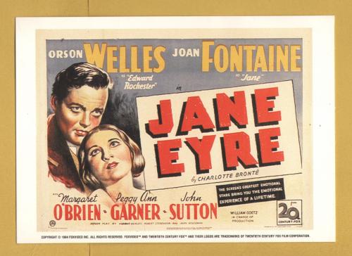 `JANE EYRE by Charlotte Bronte Poster Copy from 1994`- Postally Unused - Fox Video Postcard.