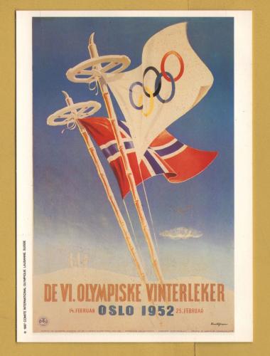 `MARS - The VI. Olympic Winter Games - Oslo 1952` Poster Reprint 1992 - Postally Unused - Mars Postcard.