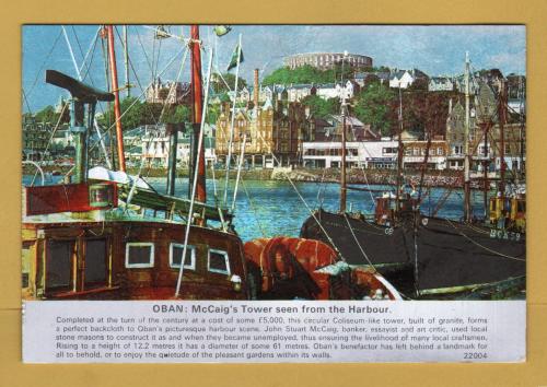 `OBAN: McCaig`s Tower seen from the Harbour`- Postally Unused - Whiteholme Postcard.