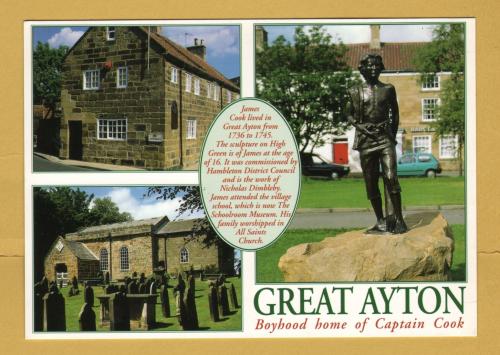 `Great Ayton - Boyhood Home of Captain Cook`- Postally Unused - Hambleton District Council Postcard.