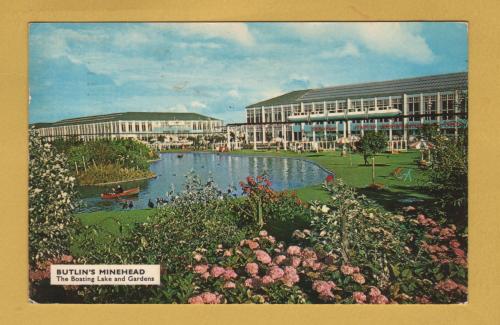 `BUTLIN`S Minehead - The Boating Lake and Gardens`- Postally Used-1974 - Butlin`s Postcard.