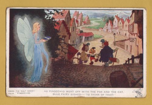 `Scenes from the Famous Walt Disney Film "PINOCCHIO"`- 472 - Postally Unused - c1940 - Valentine`s & Sons Postcard.