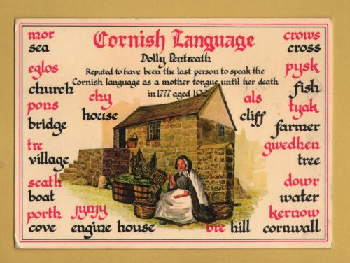 `Cornish Language - Dolly Pentreath` - Postally Used-1982 - Murray King Postcard.