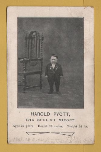 `HAROLD MYOTT, The English Midget` - Postally Unused - c1925 - Harold Myott Postcard.