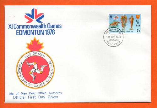 Isle Of Man - FDC - 1978 - `XI Commonwealth Games Edmonton 1978` Post Office Issue - Official First Day Cover