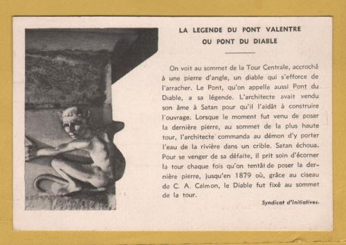 `CAHORS - Devil of the Valentre Bridge`- Postally Unused - CAHORS Postcard.