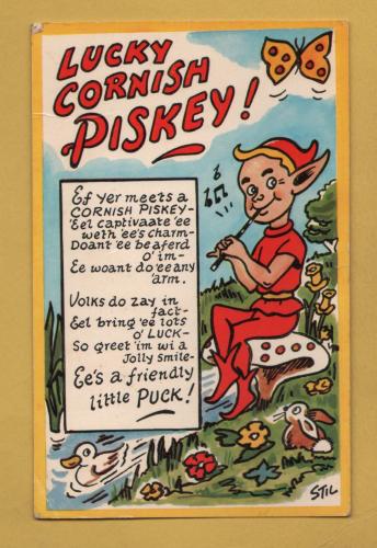 `Lucky Cornish Piskey!`- Postally Used-1979 - J.Salmon Postcard.