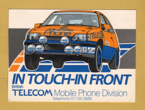 `BT - In Touch In Front - British Telecom Mobile Phone Division`- Postally Unused - BT Postcard.
