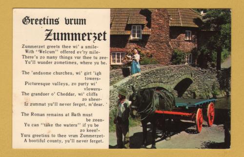 `Greetins Frum Zummerzet` - Postally Unused - Photo Precision Postcard.