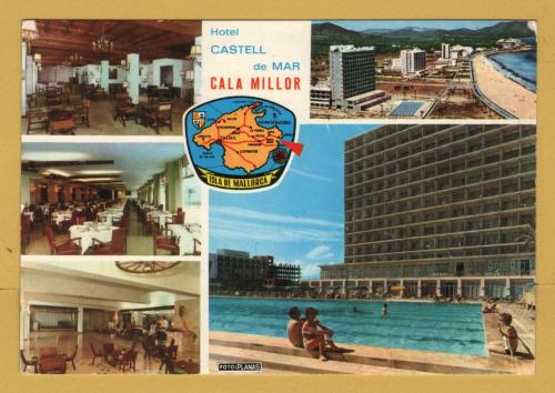 `Hotel Castell De Mar - Cala Millor - Mallorca`- Postally Unused - Casa Planas Postcard.