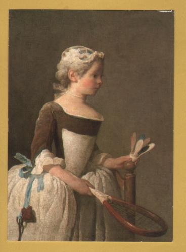`Girl With Shuttlecock 1737 by Jean Baptiste-Simeon Chardin` - Postally Unused - Royal Academy of Arts Postcard.