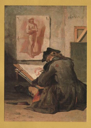 `The Draughtsman c1734 by Jean Baptiste-Simeon Chardin` - Postally Unused - Royal Academy of Arts Postcard.