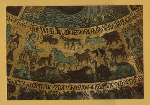 `Narthex - Dome of the Genesis: The Creation of Terrestrial Creatures - Venice` - Postally Unused (although message written to rear) - S.Marco Postcard.