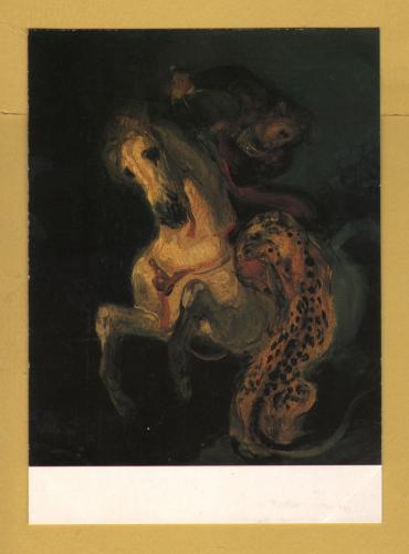 `Rider Attacked by Jaguar,c1850 by Eugene Delacroix` - Postally Unused - CTK Postcard.