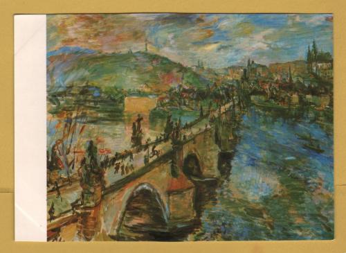 `Charles Bridge and Hradcany Castle in Prague,1935 by Oskar Kokoschka` - Postally Unused - CTK Postcard.