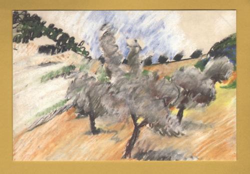`Chianti, olive trees near Cacchiano by Peri Hankey` - Postally Unused (although message written to rear) - Peri Hankey Postcard.