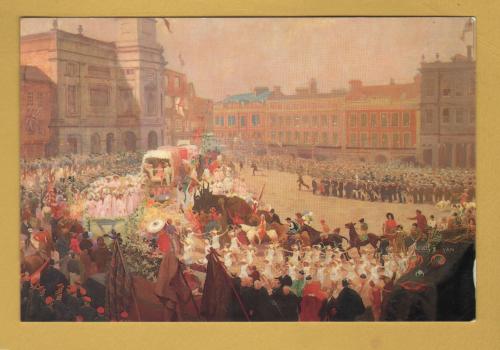 `Hospital Carnival Day, Derby,1935 by Ernest Townsend` - Postally Unused (although message written to rear) - Derby Art Gallery Postcard.