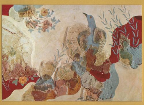 `Heraklion Museum - Blue Bird Fresco from Knossos (16th cent. B.C)` - Postally Unused - Hannibal Postcard.