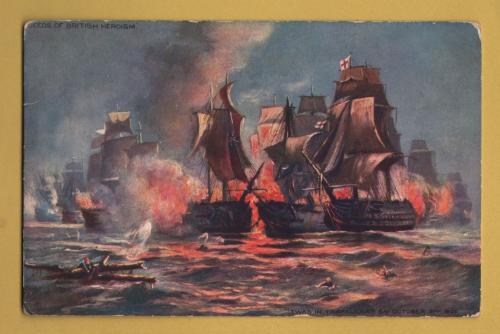 `Deeds Of British Heroism Series - `Twas In Trafalgar Bay, October 21st 1805` - Oilette - 9132` - Postally Unused - Raphael Tuck & Sons Postcard.