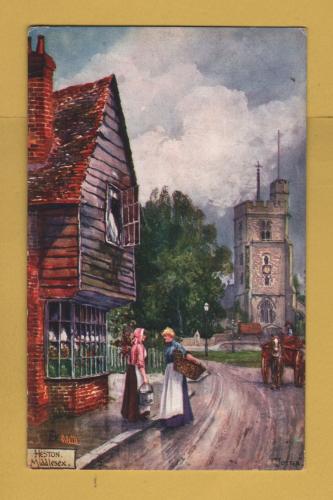 `Picturesque Counties Series 1-Middlesex - `Heston, Middlesex` - Oilette - 7127` - Postally Unused - Raphael Tuck & Sons Postcard.