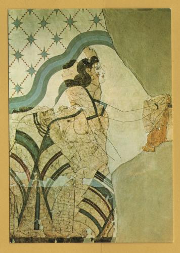 `Athens National Museum - THERA, From the Room of `the Ladies` (about 1500 B,C.)` - Postally Unused - Hannibal Postcard.