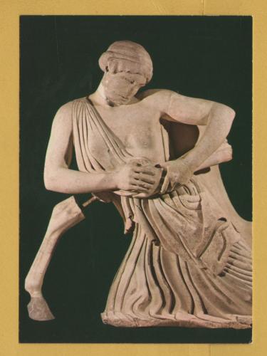 `Museum of Olympia - Lapith Woman. West Pediment of the Temple of Zeus (460 B.C.)` - Postally Unused - Hannibal Postcard.