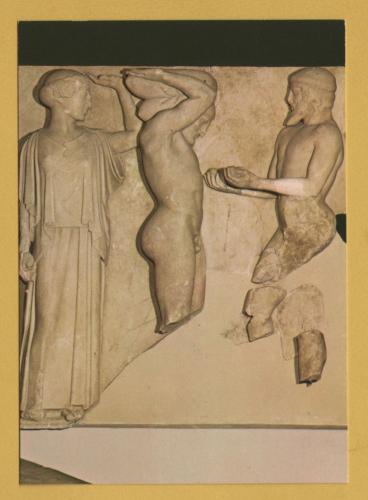 `Museum of Olympia - The Metope of Atlas (460 B.C.)` - Postally Unused - Hannibal Postcard.