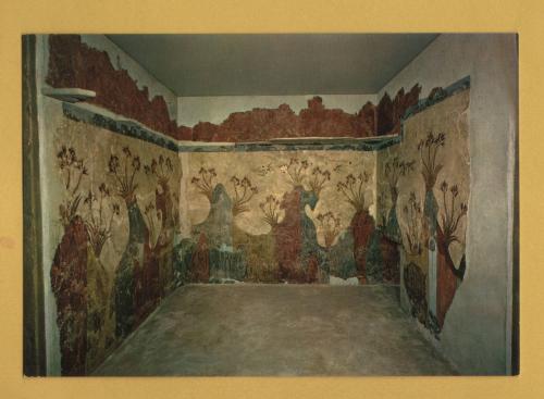 `Athens - National Arch. Museum - The Fresco of the Spring, Found at Thera` - Postally Unused - B.Isaiah Postcard.